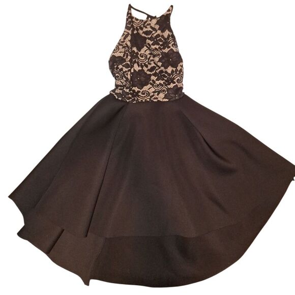B Darlin Gold and Brown Fit and Flare Halter Dress - Picture 1 of 3